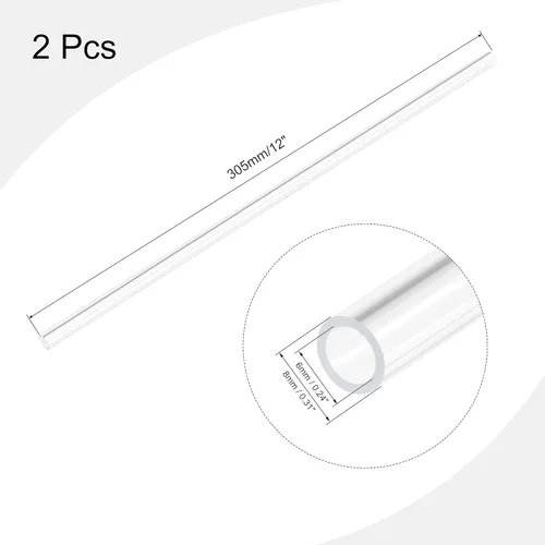 Miniatura 2 de MECCANIXITY Tubo acrílico rígido redondo tubo transparente 0.236 in ID 0.315 in OD 12.008 in longitud para lámparas y linternas, sistema