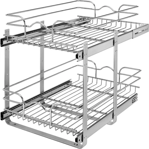 Miniatura 13 de Rev-A-Shelf Estante extraíble para armario de cocina de 2 niveles y organizador de cajones, cesta de almacenamiento de despensa deslizante en varios