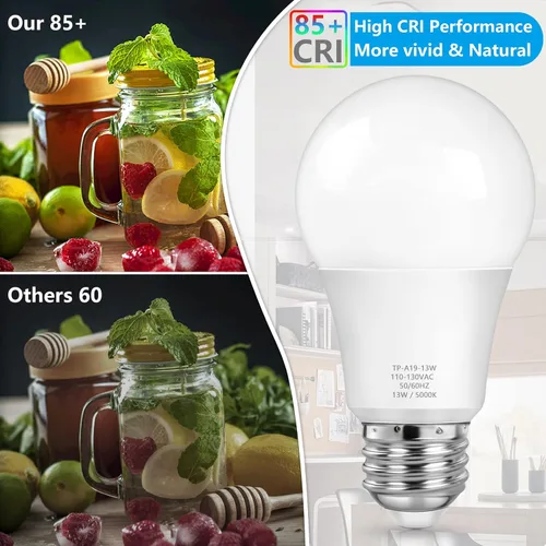 Miniatura 4 de Bombillas LED MAXvolador A19 13 W, equivalente a 100 vatios, luz blanca diurna de 5000 K, 1500 lm, base E26, no regulable, bombillas de luz blanca