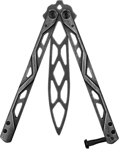 Cuchillo de entrenamiento tipo mariposa Kershaw Balanza, diseño BlackWash, hoja de acero inoxidable redondeada de 4.3 pulgadas con punta de gota,
