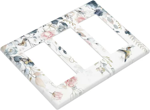Miniatura 20 de Decorative Outlet Covers Blue Background White Cat Daisy Floral 2-Gang 1-Gang Wall Plate Single Toggle/Rocker Farmhouse Style Light Switch Covers