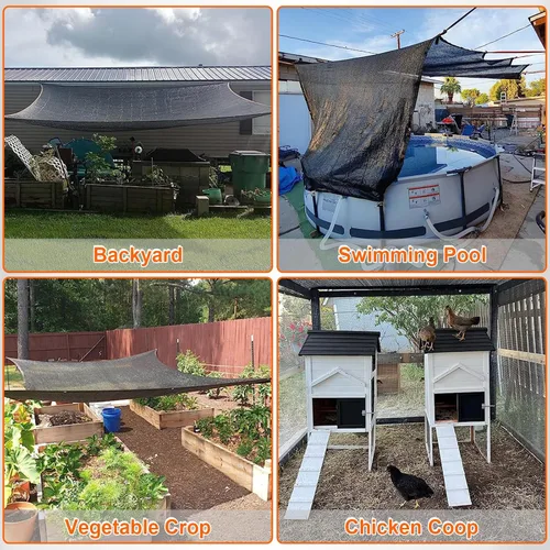Miniatura 7 de Tela de sombra para exteriores, 9 x 9 pies, para patio, jardín, planta con ojales, 90% protector solar, cubierta de malla para porche, invernadero