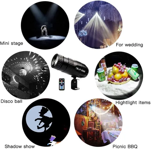 Miniatura 6 de Luz de Pinspot con Control Remoto, JLPOW Super Brillante Foco de Bola de Espejo, Mini 15W RGBW LED Luz de Foco de Tira para Efecto de Iluminación