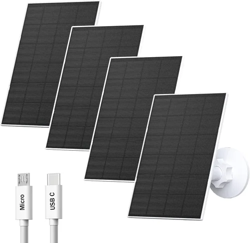 Miniatura 9 de Zivif Panel solar de 2 W para cámaras de seguridad, cargador solar con puerto micro USB y USB-C para cámara de seguridad de batería recargable