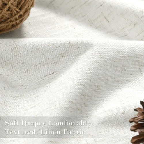 Miniatura 4 de Joywell 2 cortinas opacas 100%, lino, beige natural, trabillas traseras/cinta con ganchos, aislantes, de dormitorio, comedor, sala, puerta corrediza