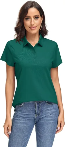 Miniatura 2 de MAGCOMSEN Polo para mujer UPF 50+, protección solar, 4 botones, casual, trabajo, secado rápido, manga corta, cuello de golf