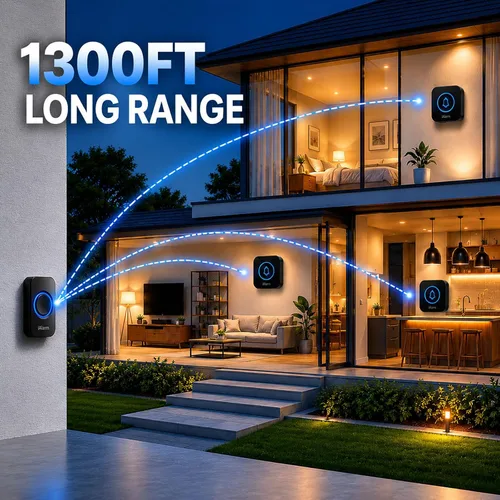 Miniatura 4 de Timbre inalámbrico, timbre enchufable con flash LED, rango de 1300 pies, sistema expandible, timbre de puerta impermeable fácil de instalar