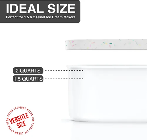 Miniatura 2 de BALCI, Recipiente para helado, 2 cuartos, perfecto almacenamiento reutilizable en congelador para recipientes de helado casero para sorbete, yogur
