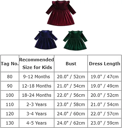 Miniatura 7 de IMEKIS Vestido de terciopelo de Navidad para niñas pequeñas, vestido de fiesta para bebés, otoño, invierno, volantes, manga larga, vestido de noche