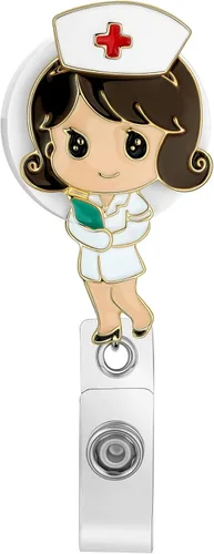 Hanreshe Lindo carrete de insignia de enfermera retráctil con clip de corazón para enfermera, estudiante, médico, tarjetas de identificación con
