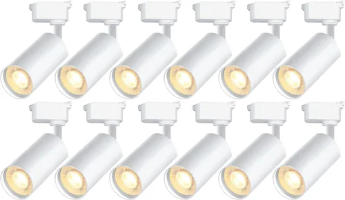 Miniatura 16 de Cabezales de iluminación de riel tipo H regulables blancos (sin rieles de riel), 6 piezas iluminadas 3000 K blanco cálido 20 W 2400 lm