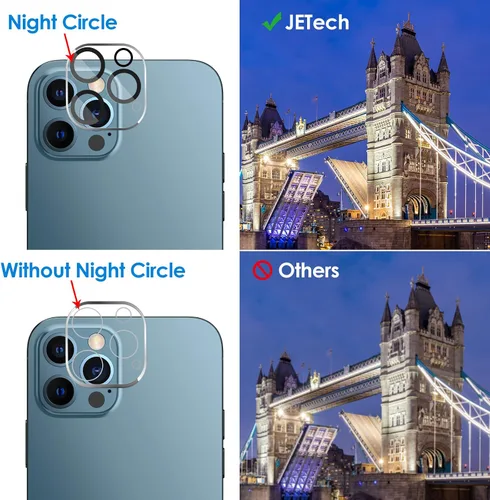 Miniatura 6 de JETech Protector de lente de cámara para iPhone 12 Pro de 6.1 pulgadas, vidrio templado 9H, transparente HD, antiarañazos, compatible con fundas,