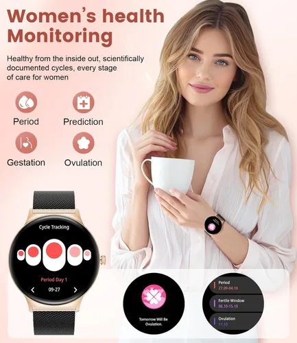 Miniatura 5 de LIGE Relojes inteligentes para mujer con respuesta/hacer llamadas, reloj inteligente HD AMOLED de 1,43 pulgadas con más de 120 rastreadores