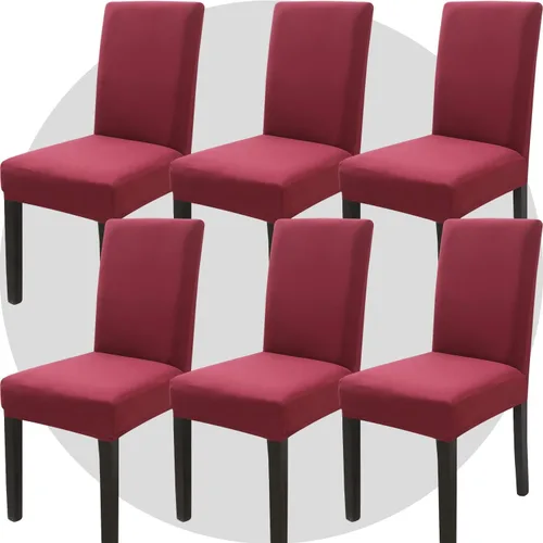 Miniatura 33 de Juego de 6 fundas elásticas para sillas de comedor, color blanco hueso, elásticas, lavables, extraíbles para cocina, hotel, restaurante Blanco roto