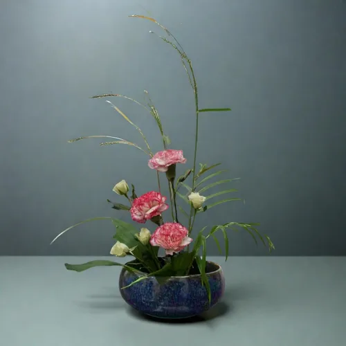 Miniatura 8 de Water Lotus - Juego de maceta de tazón de compota japonesa con rana floral de 1.8 pulgadas, ideal para Ikebana, arreglo floral y plantación Azul