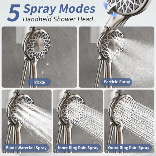 Miniatura 7 de SINGSUO Filtered Rain Shower Head with Handheld Spray Combo, High Pressure Dual Shower Head with Filter for Hard Water, Modern Magnetix Double