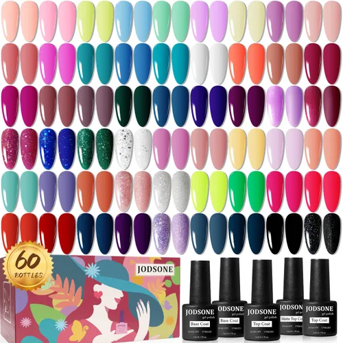 Miniatura 20 de JODSONE - Juego de 100 esmaltes de uñas de gel (5 ml cada uno) con capa base que no se limpia, capa de base que se borra y capa superior mate
