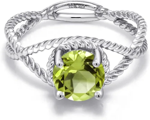 Miniatura 41 de Gem Stone King 7MM Round Gemstone Birthstone Solitaire Ring for Women Twisted Rope Band in 925 Sterling Silver Available in Sizes 5, 6, 7, 8, 9