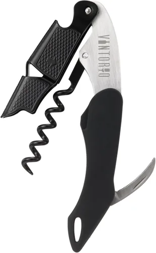 Vintorio Sacacorchos profesional para camareros, llave de vino con agarre ergonómico de goma, abridor de botellas de cerveza y cortador de papel de