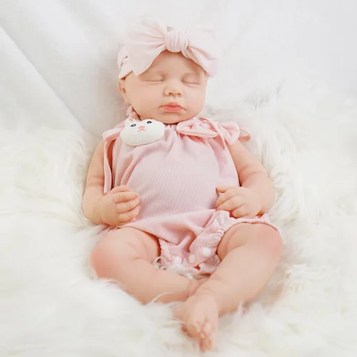 Miniatura 2 de Muñecas de Bebé Reborn Que Parecen Reales - 18.5 pulgadas de Cuerpo Completo de Silicona Bebé Niña Durmiendo con Cara Hecha a Mano Detalles