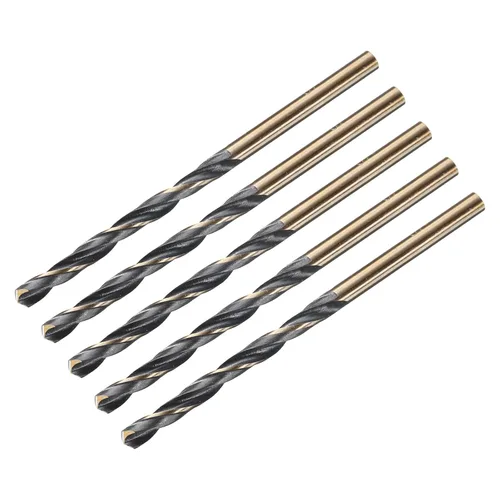 Miniatura 7 de uxcell 5 brocas de vástago recto de 0.098 in de titanio dorado y nitruro negro recubierto de acero de alta velocidad (HSS) 4341 con vástago de 0.098