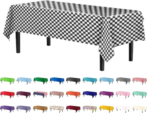 Miniatura 51 de Party Solids Paquete de 6 manteles de plástico prémium de 54 pulgadas x 108 pulgadas. Cubierta de mesa rectangular de plástico - Aqua