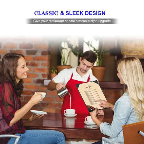 Miniatura 3 de Fundas de cuero para menú con madera fuerte en el interior para 8.5 x 11 pulgadas, soporte de cuero para menú de una sola vista para restaurante