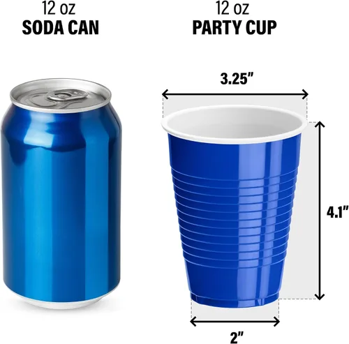 Miniatura 2 de DecorRack Vasos de plástico azules, vasos desechables de 12 onzas, suministros para fiestas (150 unidades)