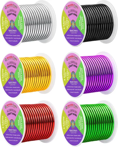 Miniatura 207 de Mandala Crafts - Alambre de aluminio anodizado de 8 calibre para hacer joyas - 9.75 m de alambre flexible negro colorido - Flexible para bonsái