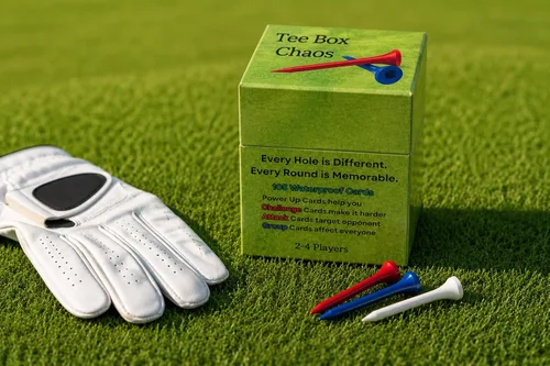 Miniatura 6 de Tee Box Chaos Juego de cartas de golf, 18 hoyos de diversión, tarjetas de golf impermeables para golfistas, regalos de golf para hombres, accesorios