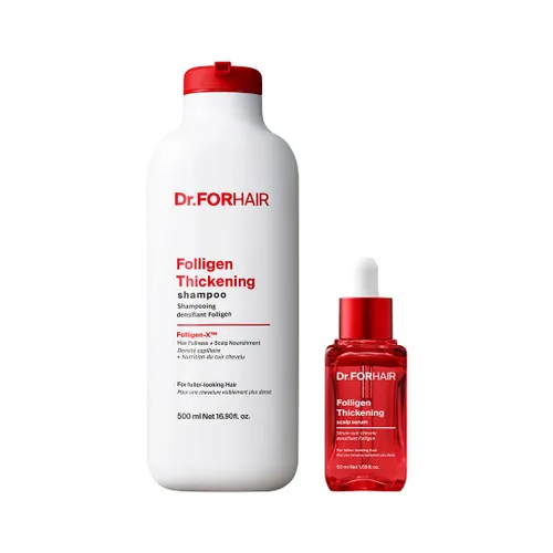 Dr.FORHAIR Folligen - Set de champú espesante y suero para el cuero cabelludo | Cuidado de la densidad del cabello con biotina para un cabello de