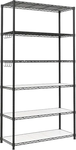 Miniatura 23 de SONGMICS Unidad de almacenamiento de 7 niveles, estantería de alambre, estante de metal de cocina con estantes ajustables, revestimientos de Negro