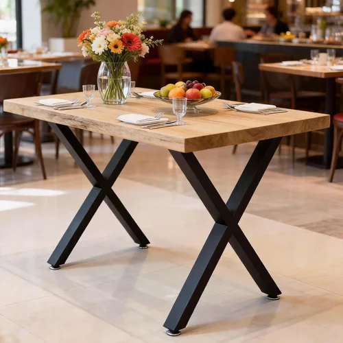 Miniatura 8 de Juego de 4 patas de metal para mesa de comedor de 28 pulgadas, patas de escritorio con marco en X de acero resistente con patas ajustables