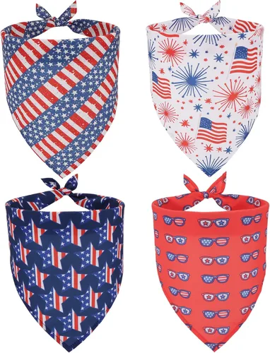 Miniatura 9 de ADOGGYGO Paquete de 4 Pañuelos de Navidad para Perros, Bufanda Triangular de Mascota, Baberos Triangulares, Conjunto de Pañuelos, Accesorios