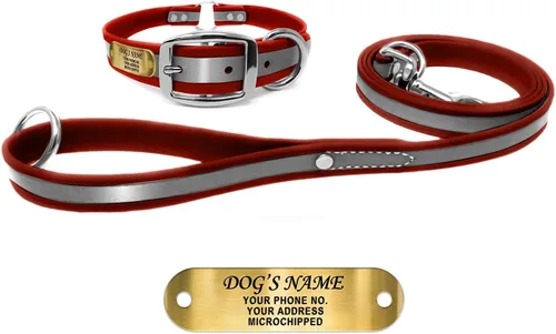 Miniatura 14 de Regal Dog Products Collar de Perro Reflectante Rosa Grande con Placa de Nombre Grabada Personalizada y Anillo Central de Servicio Pesado Collares
