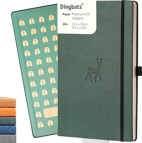 Miniatura 11 de Dingbats - Cuaderno extra grande con puntos de vida silvestre, ballena azul, A4, cuaderno de tapa dura, piel sintética, papel perforado, crema a