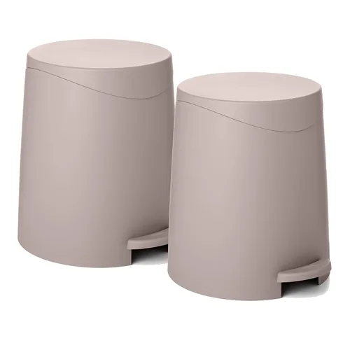 Miniatura 8 de Superio MIni - Cubo de basura con tapa de 3 litros, color gris, mini cubo de basura de plástico de 0.75 galones, moderno bote de basura con pedal