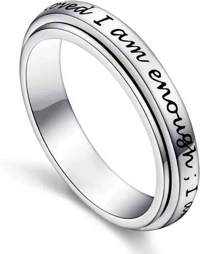 JZMSJF S925 Sterling Silver Spinner Fidget Ring for Anxiety Stress Relief Boredom ADHD Autism Rings
