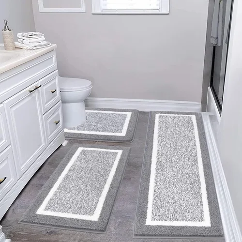 Miniatura 75 de Pauwer Juego de baño, alfombras de baño antideslizantes, alfombras de ducha absorbentes para suelo de baño, bañera y ducha, color azul aguamarina