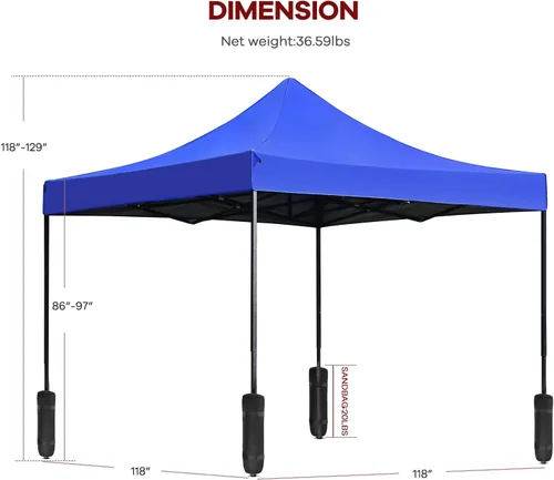 Miniatura 7 de NChanmar Toldo desplegable de 10 x 10 pies, tienda de campaña para exteriores, tienda de campaña plegable para fiestas con 1 bolsa de transporte, 4