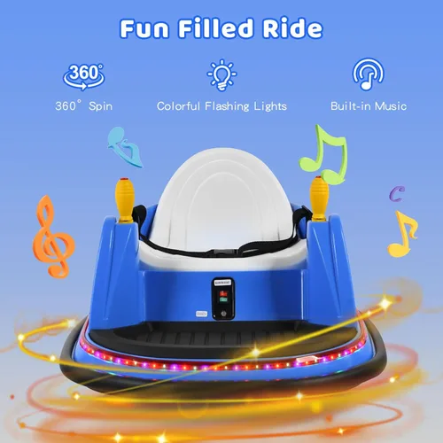 Miniatura 4 de HONEY JOY Coche de parachoques para niños pequeños de 12 V, funciona con batería, joysticks duales, luz LED intermitente y giro de 360 grados