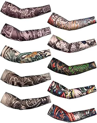 Miniatura 7 de Boao 20 piezas de mangas de brazo de enfriamiento para hombre, manga larga sin dedos, antideslizante, protección UV, mangas temporales para tatuajes