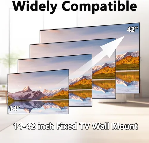 Miniatura 7 de Soporte fijo de pared para TV para la mayoría de televisores planos y monitores de 14 a 42 pulgadas, soporte de pared pequeño ultra delgado