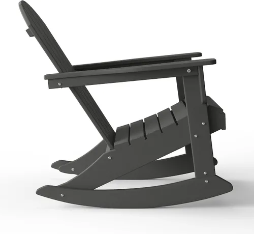 Miniatura 67 de WestinTrends Silla mecedora Malibu de poliéster para exterior/patio Adirondack, Negra