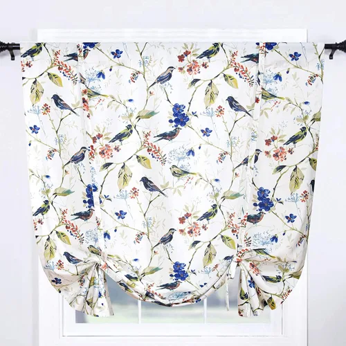 Miniatura 18 de Leeva - Cortinas pequeñas con estampado de pájaros, 24 pulgadas de largo, conjunto de paneles para ventanas, diseño de estampado de pájaros