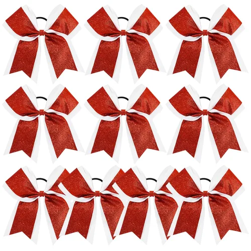Miniatura 14 de 8 lazos de animación con brillantina, grandes lazos negros para animar, lazos para el pelo para niñas de 8 pulgadas, banda elástica a granel