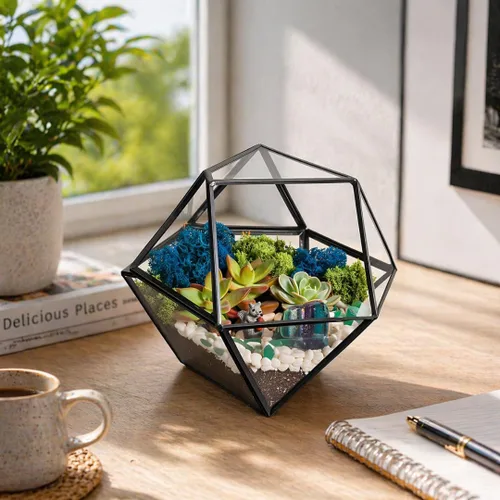 Miniatura 10 de Creations by Nathalie Kit de terrario casero de 18 cm en forma de lágrima con plantas vivas - Maceta colgante de vidrio con soporte para adultos