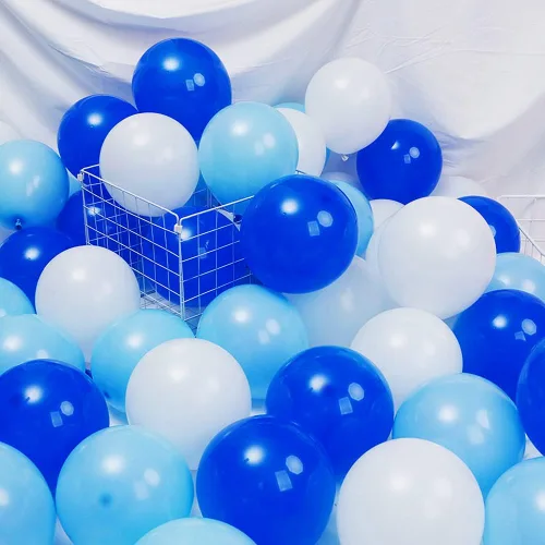 Miniatura 4 de Abbaoww 100 globos azules de látex fuertes de 10 pulgadas para decoración de fiestas, cumpleaños, bodas, aniversarios, Navidad y suministros de arco