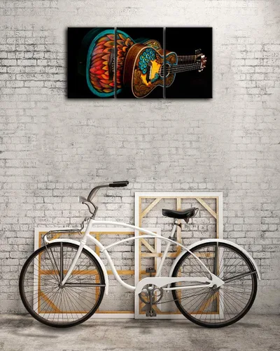 Miniatura 5 de Urttiiyy Arte de pared con música de guitarra, arte abstracto, impresiones en lienzo, arte para decoración del hogar para sala de estar, dormitorio