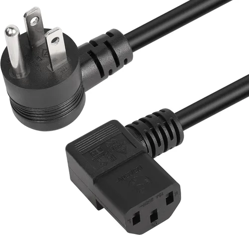 Miniatura 10 de GELRHORN - Cable de alimentación de 3 clavijas NEMA 5-15P a IEC 320 C13, 10 A, 250 V/15 A, 125 V, 18 WAG, ángulo ascendente, NEMA 5-15P a C13, cable